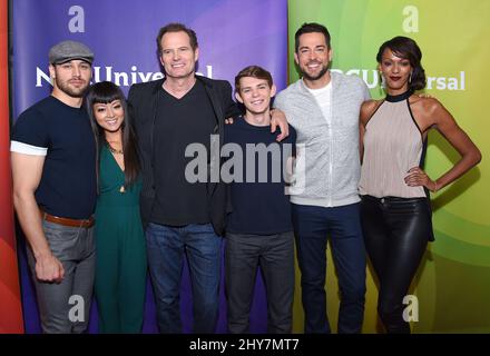 Ryan Guzman, Kiki Sukezane, Jack Coleman, Robbie Kay, Zachary le assiste au NBCUniversal - Eté 2015 TCA tenus à l'Hôtel Beverly Hilton Banque D'Images