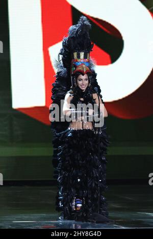 Miss Canada, Paola Nunez lors du spectacle national de costumes Miss Universe 2015, Planet Hollywood Resort & Casino. Banque D'Images