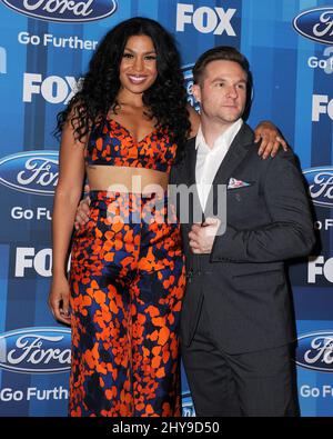 Jordin Sparks, Blake Lewis arrive à la fin de la saison d'adieu 'American Idol' au Dolby Theatre le jeudi 7 avril 2016, à Los Angeles. Banque D'Images