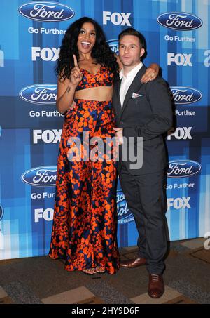 Jordin Sparks, Blake Lewis arrive à la fin de la saison d'adieu 'American Idol' au Dolby Theatre le jeudi 7 avril 2016, à Los Angeles. Banque D'Images