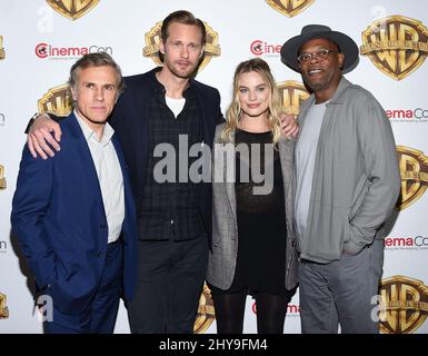 Christoph Waltz, Alexander Skarsgard, Margot Robbie & Samuel L. assister à la présentation de Warner Brothers Pictures au CinemaCon 2016, le Colisée du Caesars Palace Hotel and Casino, à Las Vegas, Nevada. Banque D'Images