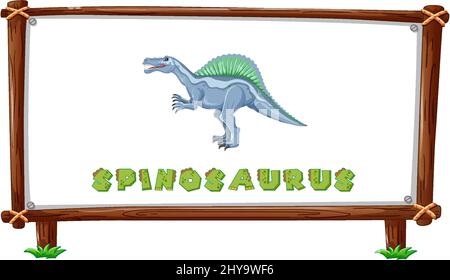 Modèle de cadre avec dinosaures et texte spinosaurus design à l'intérieur de l'illustration Illustration de Vecteur