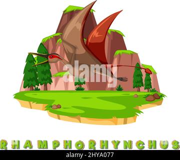 Carte de mot de dinosaure pour l'illustration du rhamphorhynchus Illustration de Vecteur
