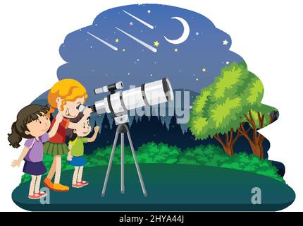 Un regard sur la planète avec l'illustration du télescope Illustration de Vecteur