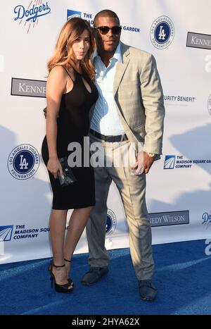 Yasiel Puig participe au gala Blue Diamond de la Los Angeles Dodgers Foundation qui a lieu dans un stade Dodger. Banque D'Images