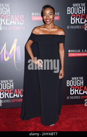 Rashia Whitlock arrive pour la première mondiale « When the Bough Breaks » qui s'est tenue au Regal Cinemas L.A. LIVE, Los Angeles, 28th août 2016. Banque D'Images