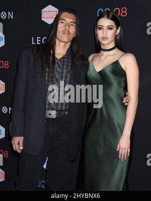 David Midthunder et Amber Midthunder arrivent pour la première de la série de ''Legion'' de FX qui s'est tenue au Pacific Design Center, Los Angeles, 26th janvier 2017 Banque D'Images