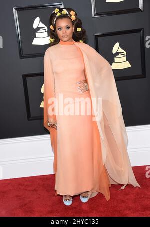 Andra Day a assisté aux Grammy Awards annuels 59th à Los Angeles Banque D'Images