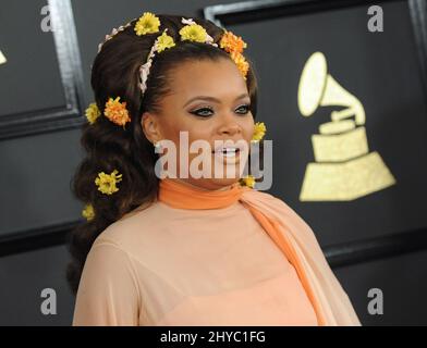 Andra Day a assisté aux Grammy Awards 59th à Los Angeles Banque D'Images