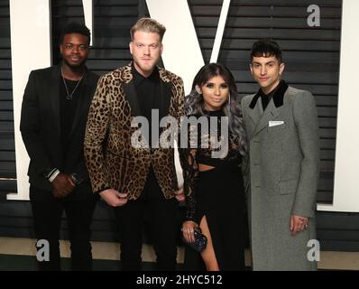 Pentatonix arrivant à la Vanity Fair Oscar Party à Beverly Hills, Los Angeles, États-Unis. Banque D'Images