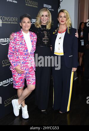 Jill Soloway, Judith Light et Alanis Morissette arrivent à l'événement « transparent » d'Amazon Video organisé au Hollywood Athletic Club de Los Angeles, aux États-Unis Banque D'Images