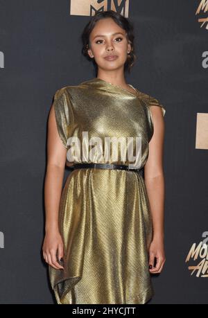 Alisha BoE dans la salle de presse des MTV film and TV Awards 2017 qui se tiennent au Shrine Auditorium à Los Angeles, Etats-Unis Banque D'Images