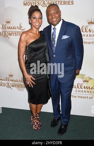 Holly Robinson Peete et Rodney Peete participant au circuit de presse d'été de Hallmark Channel à Los Angeles, Californie Banque D'Images