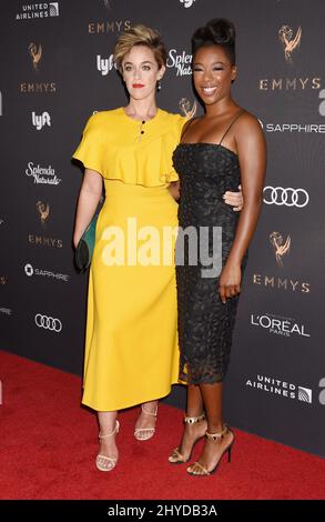 Samira Wiley et Lauren Morelli participant à la réception des artistes interprètes nominés aux Emmy Awards 69th qui s'est tenue au Wallis Annenberg Centre for Performing Arts Banque D'Images