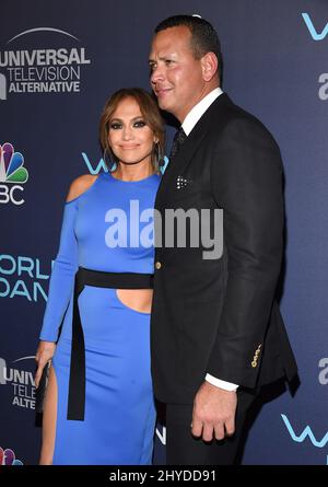 Jennifer Lopez et Alex Rodriguez assistent à la célébration du monde de la danse qui s'est tenue à Delilah Banque D'Images