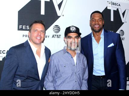 Christopher long, Gotham Chopra et Michael Strahan participant à la première saison du Tribeca TV Festival 'religion of Sports' qui s'est tenue à Cinepolis Chelsea le 22 septembre 2017 Banque D'Images