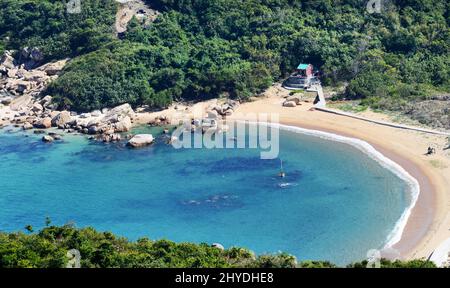 La belle plage de Shek Pai WAN sur l'île de Lamma à Hong Kong. Banque D'Images