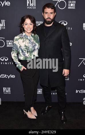 Tatiana Maslany et Tom Cullen assistant à la Hollywood Foreign Press Association (HFPA) et à InStyle célèbrent la saison des Golden Globe Awards 75th à CATCH LA à Los Angeles, États-Unis Banque D'Images