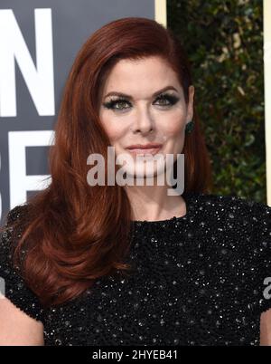 Debra Messing aux Golden Globe Awards 75th qui ont eu lieu à l'hôtel Beverly Hilton le 7 janvier 2018 à Beverly Hills, en Californie Banque D'Images