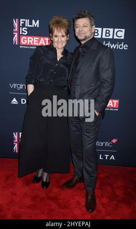 Andy Serkis et Lorraine Ashbourne arrive pour le film est une grande réception en l'honneur de la British nominés pour le 90e Academy Awards organisé par le Consul général Mike Howells et BAFTA Los Angeles Président Kieran Breen au British Résidence à Los Angeles. Banque D'Images