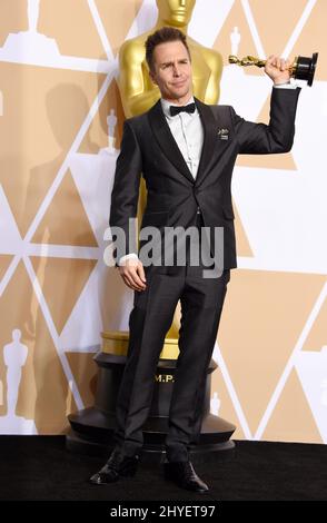 Sam Rockwell dans la salle de presse aux Academy Awards 90th Banque D'Images