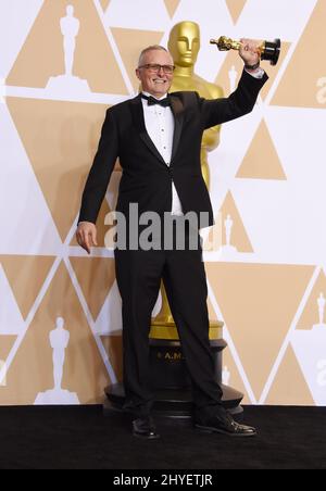 Lee Smith dans la salle de presse des Academy Awards 90th Banque D'Images