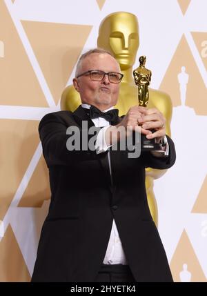 Lee Smith dans la salle de presse des Academy Awards 90th Banque D'Images