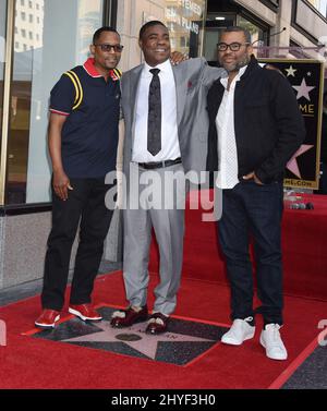 Martin Lawrence, Tracy Morgan et Jordan Peele assistent au dévoilement du Star Tracy Morgan lors du Hollywood Walk of Fame Banque D'Images