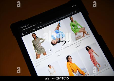 Un revendeur de mode ASO vu sur une tablette Samsung Galaxy Banque D'Images