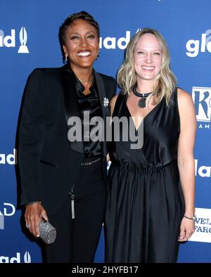 Robin Roberts et Amber Laign assistent aux GLAAD Media Awards 29th qui se tiennent au New York Hilton Midtown, aux États-Unis Banque D'Images