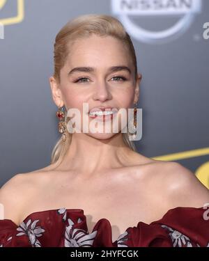 Emilia Clarke à la première mondiale de 'solo: A Star War Story' qui s'est tenue au théâtre El Capitan le 10 mai 2018 à Hollywood, Californie. Banque D'Images