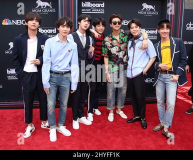 Jin, Suga, J-Hope, RM, Jimin, V, Jungkook, RAP Monster aux Billboard Music Awards 2018 qui se tiennent au MGM Grand Garden Arena Banque D'Images