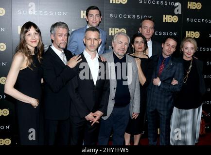 Natalie Gold, Alan Ruck, Jeremy Strong, Nicholas Braun, Brian Co participant à la première « concession » d'HBO qui s'est tenue au Time Warner Center le 22 mai 2018. Banque D'Images