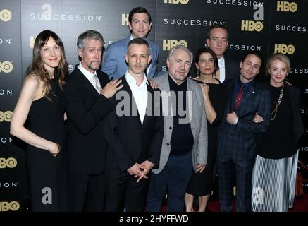 Natalie Gold, Alan Ruck, Jeremy Strong, Nicholas Braun, Brian Co participant à la première « concession » d'HBO qui s'est tenue au Time Warner Center le 22 mai 2018. Banque D'Images