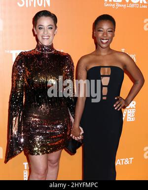 Lauren Morelli et Samira Wiley à l'événement TrevorLIVE qui s'est tenu à Cipriani Wall Street le 11 juin 2018. Banque D'Images