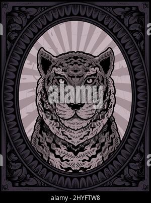 illustration tigre vintage avec style gravure Illustration de Vecteur
