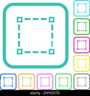 L'outil de sélection permet de tracer des icônes plates aux couleurs vives dans des bordures courbes sur fond blanc Illustration de Vecteur