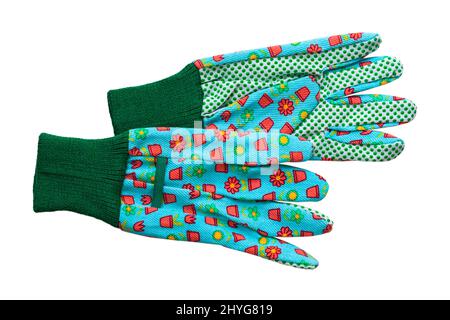 paire de gants de jardinage, gants de jardin, isolés sur fond blanc Banque D'Images