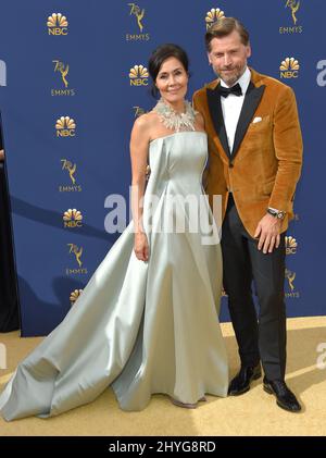 Nikolaj Coster-Waldau et Nukaaka Coster-Waldau à l'occasion des Primetime Emmy Awards 70th qui ont eu lieu au Microsoft Theatre L.A. En direct le 17 septembre 2018 à Los Angeles, États-Unis Banque D'Images