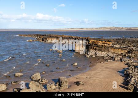 Vue sur Aberlady Bay depuis Kilspindie, East Lothian, Écosse Banque D'Images