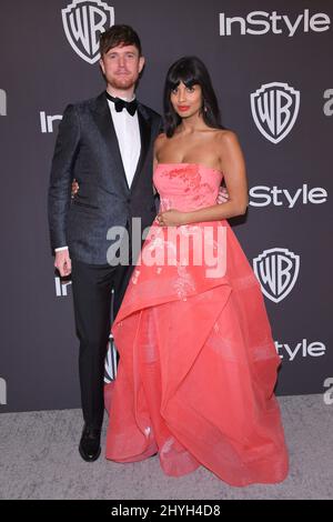 James Blake et Jameela Jamil à l'occasion de la fête annuelle 20th d'InStyle et de Warner Bros. Golden Globe, qui a eu lieu à l'hôtel Beverly Hilton le 6 janvier 2019 à Beverly Hills, en Californie. Banque D'Images