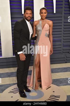 Russell Wilson et Ciara assistent à la Vanity Fair Oscar Party 2019 qui s'est tenue au Wallis Annenberg Center for the Performing Arts à Beverly Hills, en Californie Banque D'Images