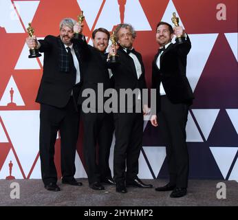 Ian Hunter, J.D. Schwalm, Paul Lambert et Tristan Myles à l'occasion des « Prix annuels 91st de l'Académie » - salle de presse tenue au Dolby Theatre Banque D'Images