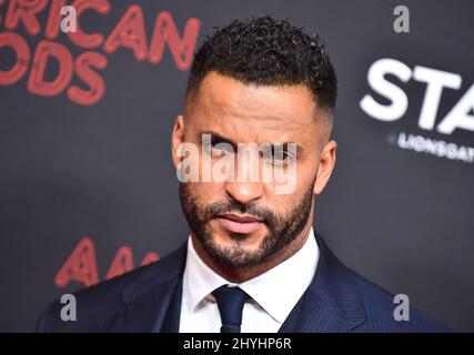 Ricky Whittle arrivée à la première saison 2 de STARZ 'American Gods' à l'Ace Hotel le 05 mars 2019 à Los Angeles Banque D'Images