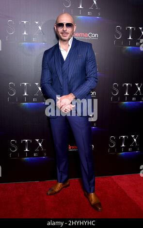 Pitbull à la présentation de STXfilms « l'état de l'industrie : passé, présent et futur », tenue au Caesars Palace le 2 avril 2019 à Las Vegas, Nevada. Banque D'Images