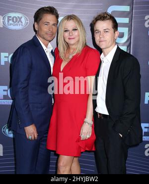 Rob Lowe, épouse Sheryl Berkoff et fils John Owen Lowe présents à Fox Networks Upfront à New York Banque D'Images