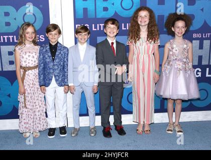 Ivy George, Cameron Crovetti, Nicholas Crovetti, Iain Armitage, assister à la première de la saison deux de Big Little lies à New York Banque D'Images