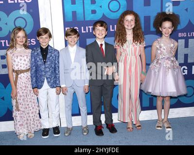 Ivy George, Cameron Crovetti, Nicholas Crovetti, Iain Armitage, assister à la première de la saison deux de Big Little lies à New York Banque D'Images