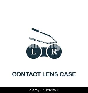 Icône de boîtier de lentilles de contact. Icône monochrome simple pour les modèles, la conception Web et les infographies Illustration de Vecteur
