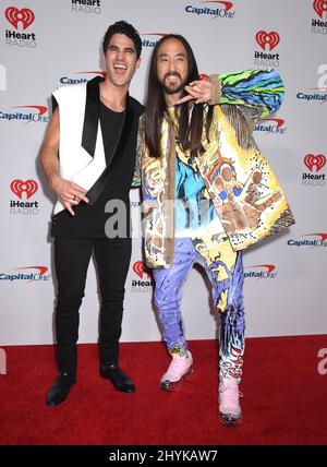 Darren Crans et Steve Aoki au festival de musique iHeartRadio 2019 qui s'est tenu à l'aréna T-Mobile Banque D'Images